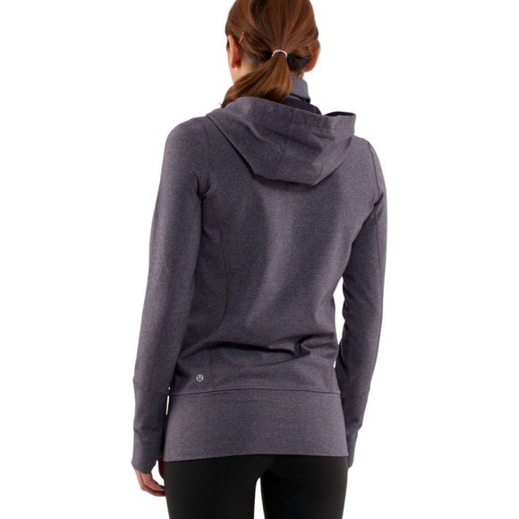 Lululemon Brushed Stride Jacket Black Swan Herringbone Full Zip Hooded Jacket 6 - Picture 2 of 7